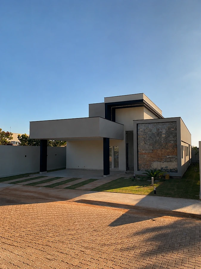 Fachada da residência ao entardecer